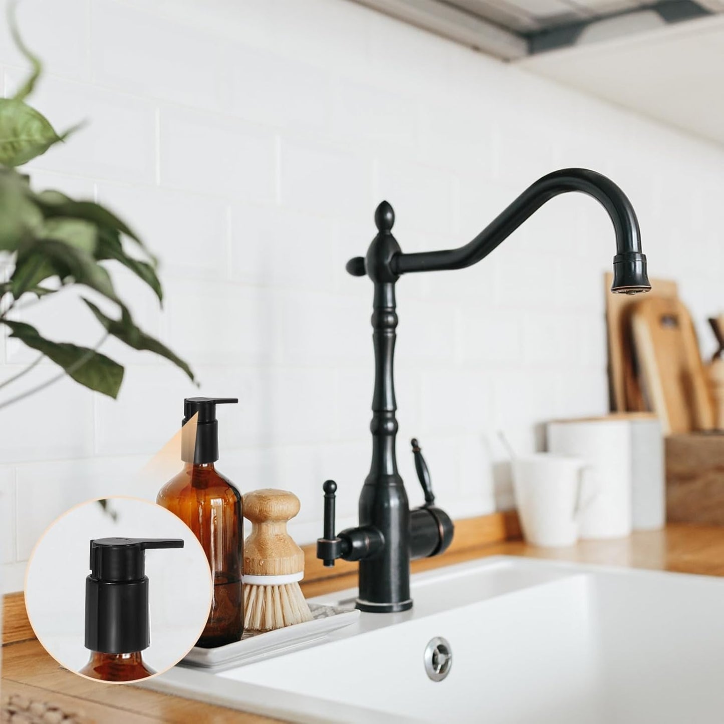 uxcell 4 Pcs Soap Dispenser Pump Heads, Hand Soap Dispensers Top Pumps Replacement Clip-on Pumphead for Standard 24/410 Neck Size Bathroom Lotion Shampoo Bottle, Silver White