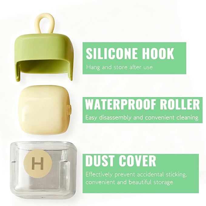 2-Pack Mini Lint Remover Roller - Washable Gel Roller for Reusable Pet Hair Removal on Clothing,Furniture and Carpets (Green & Beige)