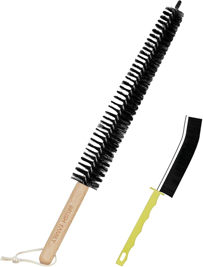 2 Pack Dryer Vent Cleaning Brush Kit: 16.5" Heavy-Duty Lint Removal Tool, Refrigerator Coil & Crevice Cleaner Brush for Stubborn Lint Trap Dust and Pet Hair