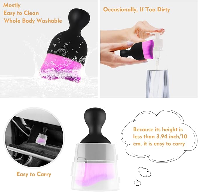 Car Interior Cleaning Brush Car Duster Interior with Ultra Soft Bristles Auto Detailing Brushes Dusting Car Accessories for Dashboard, AC Vents, Leather, Scratch-Free (2P_DoublePurple)