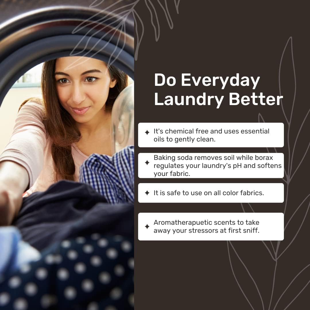 Home 'PINK FIELDS' Natural Laundry Detergent Powder – Hydrangea & Clover Scent – HE & Standard Machines – Stain & Odor Remover – Nontoxic & Biodegradable (32 oz / 64 Loads)