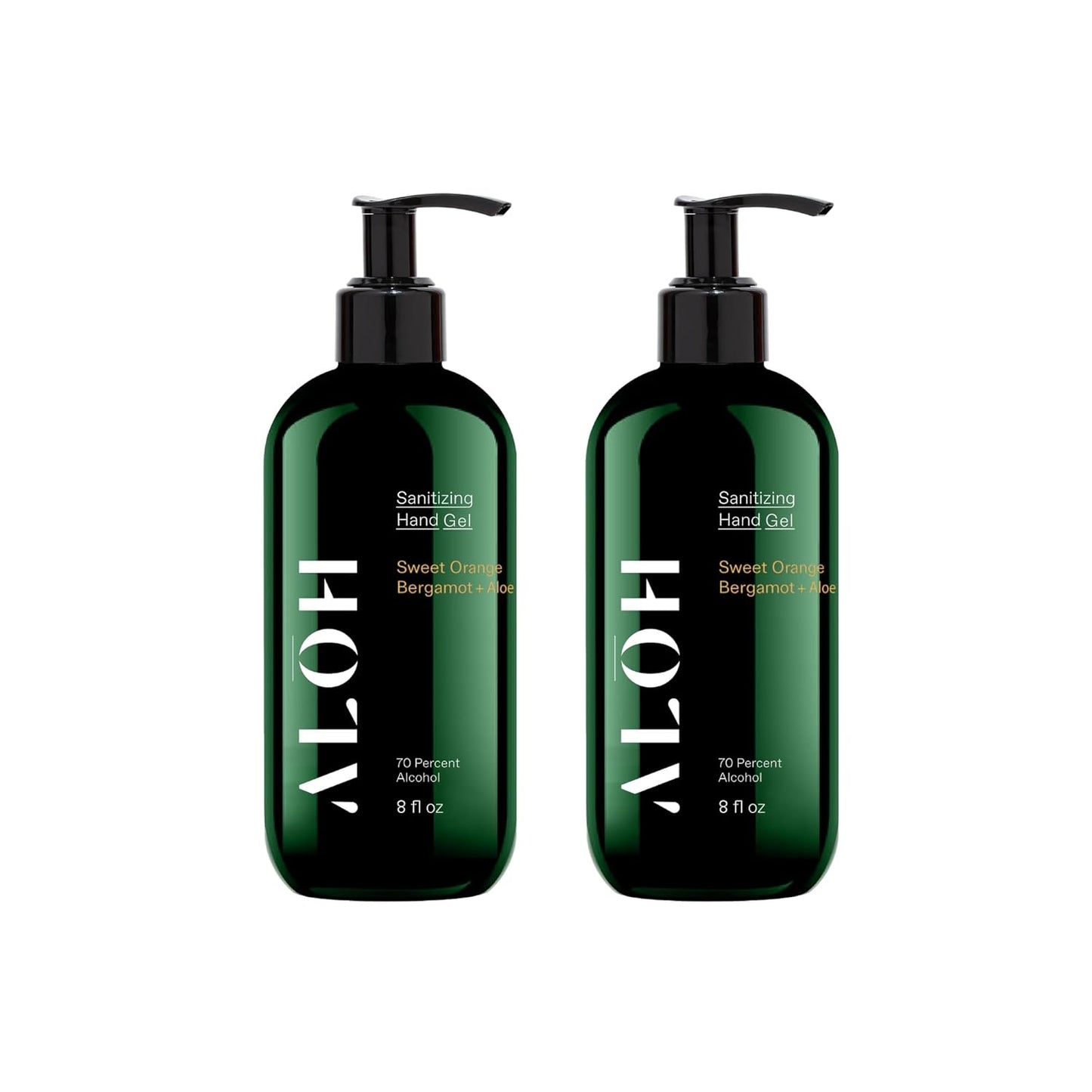 ALŌH Sanitizing Hand Gel 2-pack | Sweet Orange Bergamot + Aloe | 70% Alcohol Hydrating Hand Sanitizer Gel with Essential Oil, for Kids & Adults | 8oz Bottle (Set of 2)