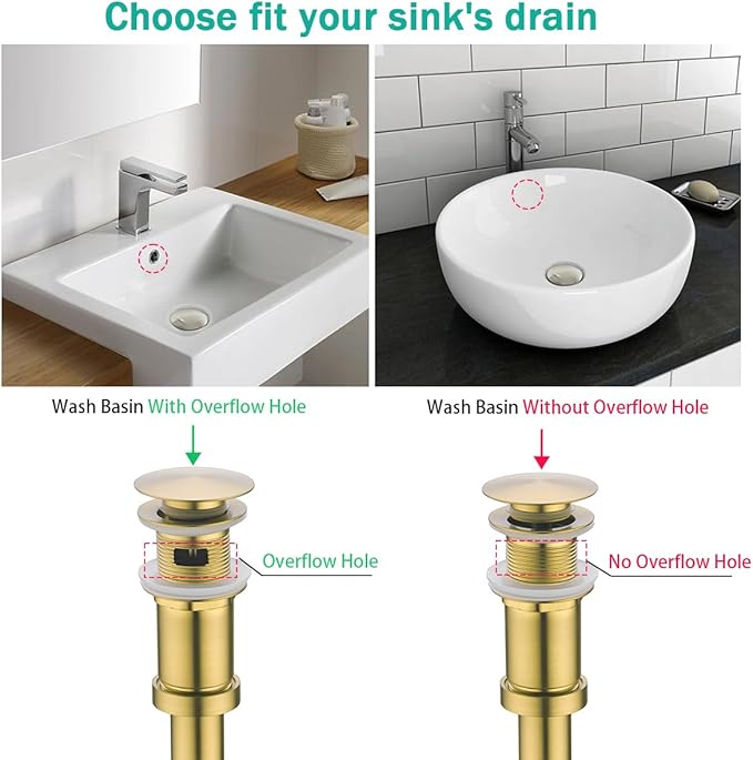 Brass Round Bottle P-Trap with Pop Up Drain Stopper with Overflow,1 1/4 Adjustable Basin Sink Waste Drain Trap Kit,Champagne Bronze P Trap
