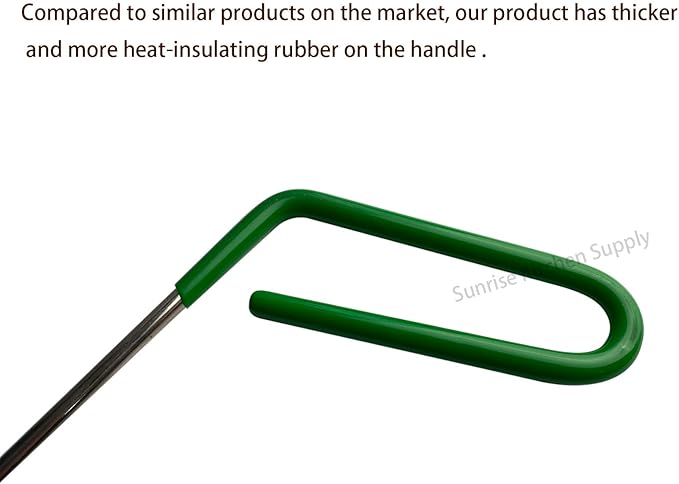 SUNRISE Fryer Brush with Long Handle (Stainless Steel, L, Double Brush, and Rubber Handle Cleaning Rod)