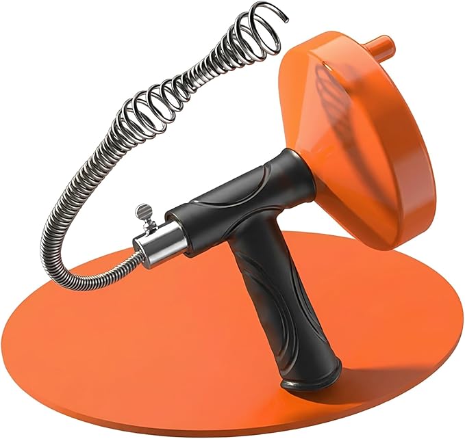 Drain Auger 33 Feet, Plumbing Snake Hair Clog Removal Tool, Heavy Duty Toilet Auger, Clog Remover Tool for Bathroom Kitchen Tub Shower Drain Clog Remover with Gloves, Orange
