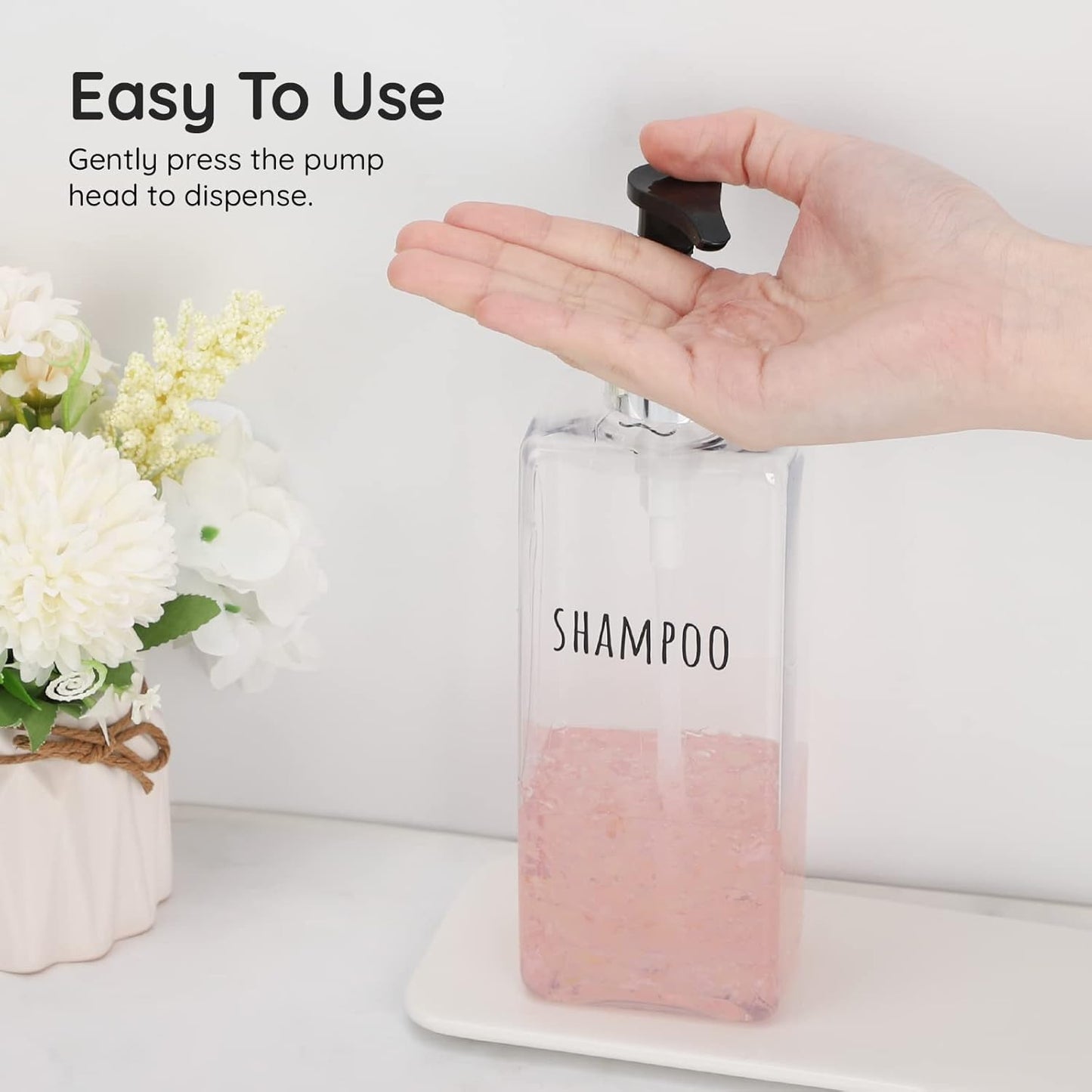 Segbeauty 3pcs Clear Soap Dispenser, 16.9oz Refillable Shampoo Conditioner Bottles, 500ml Empty Plastic Square Body Wash Dispenser for Shower Bathroom Press Pump Bottle Liquid Container Set