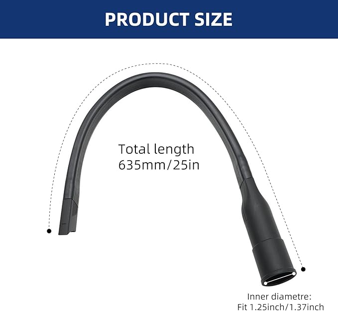 25" Flexible Vacuum Crevice Attachment Tool Vacuum Vacuum Attachment for Vacuum Hoses All 1-1/4" or 1-3/8" (32mm - 35mm) Vacuum Accessories Vacuum Flat Slot Nozzle Interface