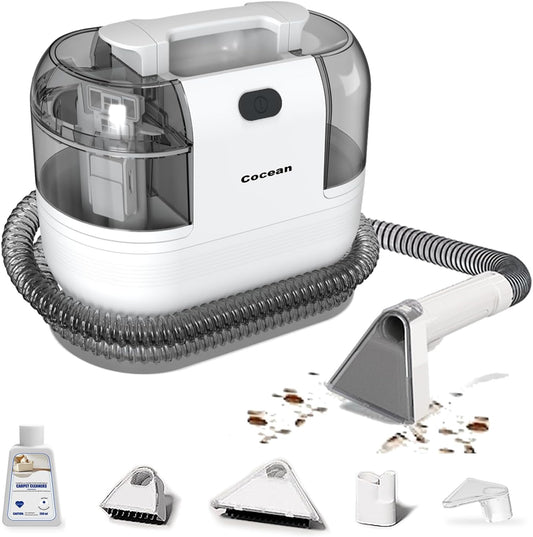 COCEAN Multi-Purpose Portable Carpet and Upholstery Cleaner, Carpet Cleaner Machine Powerful Suction Spot Cleaning, Deep Stain Cleaning for Carpet, Car Seats, Pets, Couches, with BrushHead
