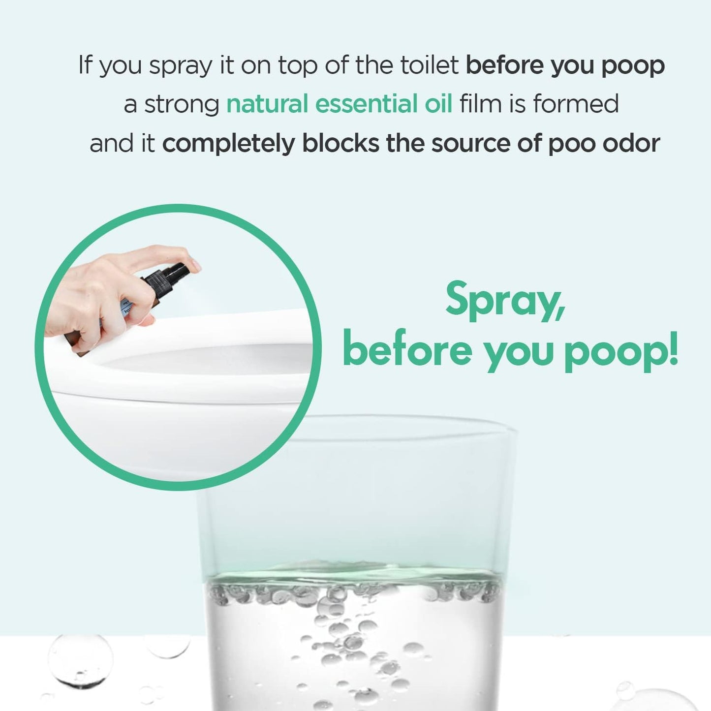 Pre-Poop Aromatic Bathroom Toilet Spray, Potty Deodorizer, Neutralize Bad Odors (1.69 fl.oz.) - Fresh Eucalyptus and Bergamot Scent