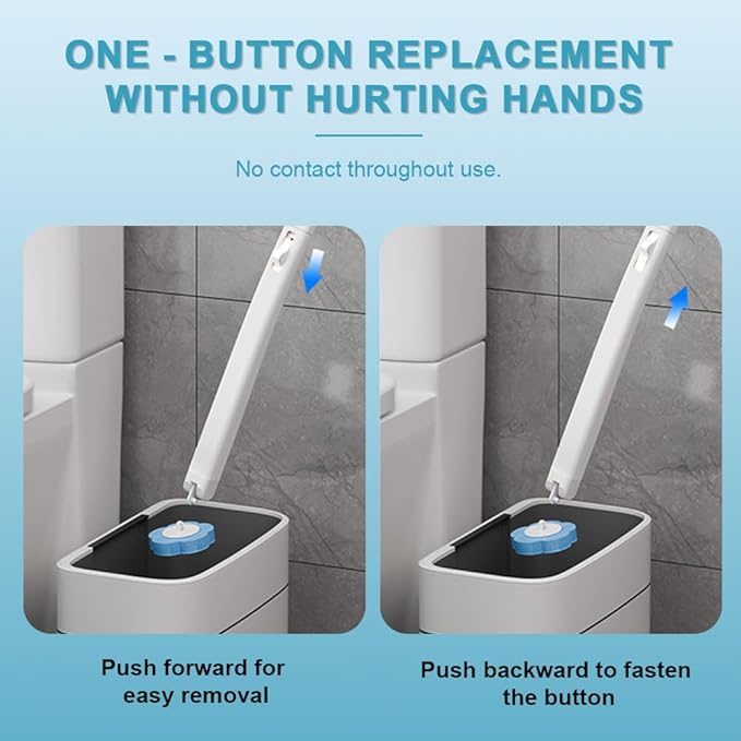 Disposable Toilet Brush with 24 Refills, Toilet Bowl Brush and Holder with Cleaner Refill Pads, Wall-Mounted Toilet Brush,Toilet Wand Brush Starter Kit for Deep Cleaning and Bathroom Maintenance