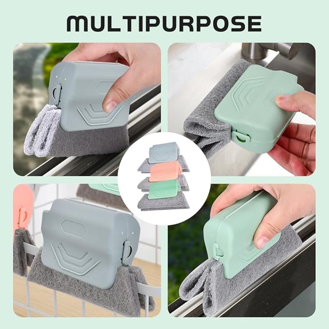 Magic Window Track Cleaner, 2025 New Groove Cleaning Brush Tools Set, Hand-held Window Track Cleaner Brushes Tools for Window lides Gaps Tile Lines Shutter Car Vents (Grey, 3PCS)