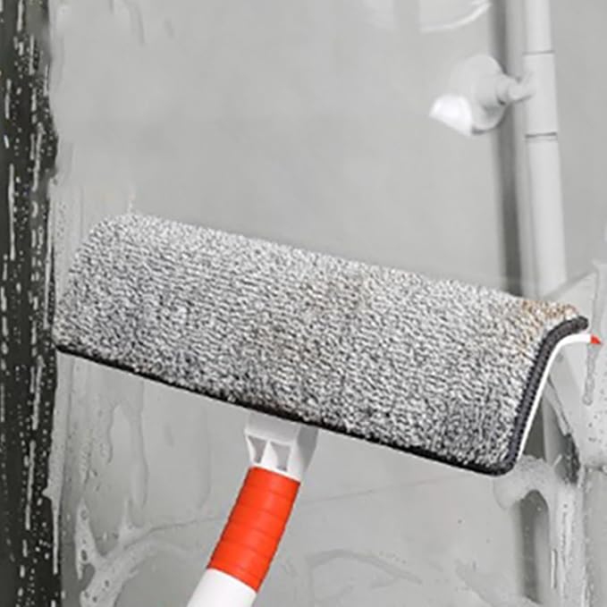 Shower Floor Scrubber Brush Set with 3-Section Handle, Stiff Bristle Tile Corner Brush, Fiber Cloth with Base Scrubbing Pad for Bathroom Tile and Grout Cleaning