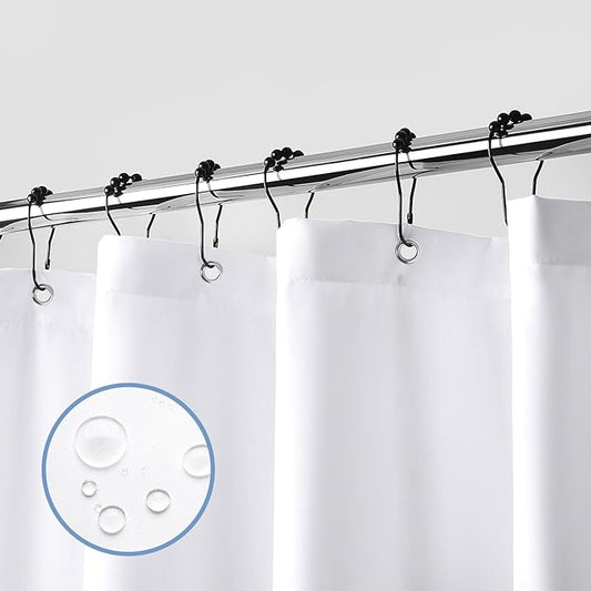 downluxe Waterproof Fabric Shower Curtain Liner, Soft Cloth Shower Liner with 3 Magnets, Machine Washable & Hotel Quality Bathroom Curtain, 72" W x 84" L, White