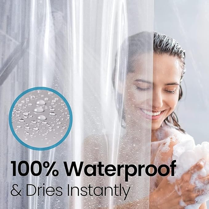 LiBa Bathroom Shower Curtain - Waterproof Plastic Shower Curtain Premium PEVA Non-Toxic with Rust Proof Grommets Frosted 10G Heavy Duty Bathroom Accessories 72x78