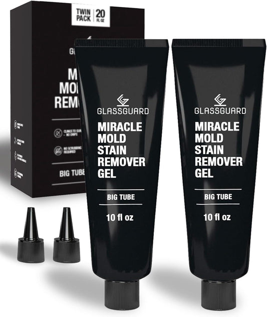 GlassGuard Miracle Stain Removal Gel Pack of 2 — Thick Gel Cleaner for Grout, Bathroom, Kitchen and Floor Tiles, Glass, Silicone, Caulk & More — 300 mL (10 oz) x 2
