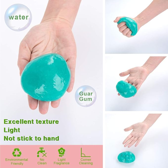 ASFSKY Car Cleaning Gel for Car Detailing Car Cleaning Gel Putty Reusable Keyboard Cleaner Gel Car Putty for Cleaning Dust Universal Cleaning Gel 5 Pack(Green)