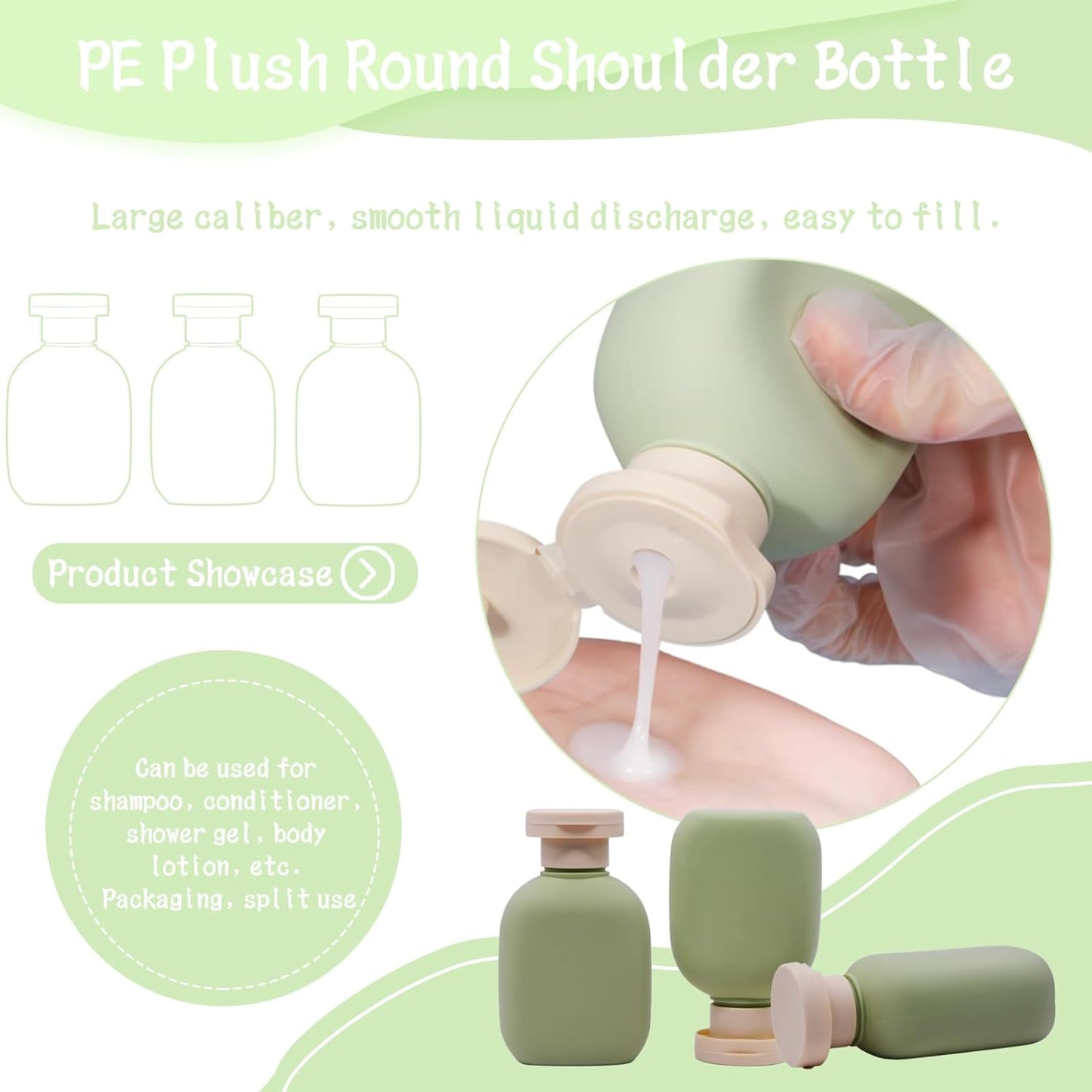 3.4 oz Leak-Proof Travel Bottles (5 Pack) - Plastic Squeeze Containers for Shampoo, Toiletries & Liquids, Food Grade HDPE/PP, Airplane Compliant Essentials - Ocean Green
