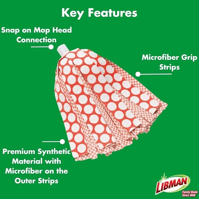 Libman Wonder Mop Head Replacement | Absorbent Microfiber | Self Wringing | Best Refill | Machine Washable | Multi-Surface Floor Mop | 3 Replacement Pads