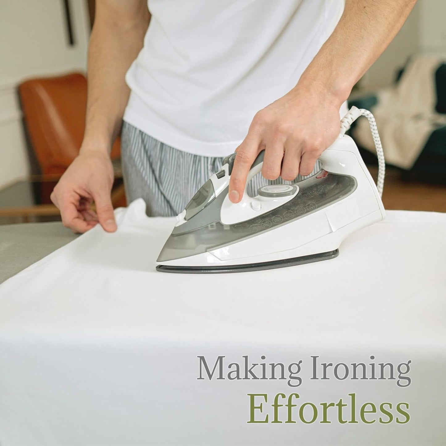 Ironing Board Full Size, RAINHOL 43"x13" Heavy Duty Compact Ironing Board with Iron Rest, Height Adjustable Sturdy Iron Stand, Grey Cover with Extra Thick Padding