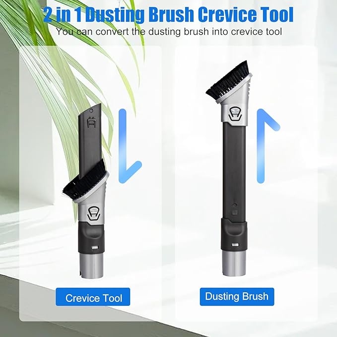 2-in-1 Crevice & Duster Tool for Shark Vacuum Cleaners Rotator, Rocket, DuoClean, Apex, Navigator, NV752, NV751, NV650, NV680, HV322, HV301, AZ2001, HZ2002 Extended Reach Brush Attachment