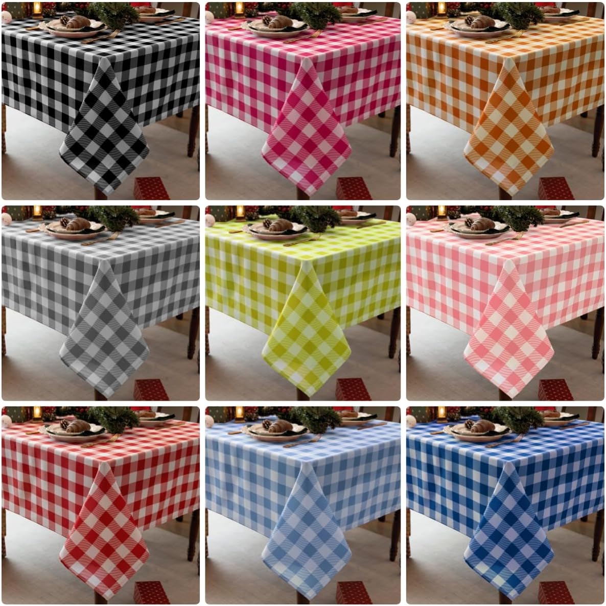 Waterproof Gingham Tablecloth Fabric - Oblong 52x70 Inch Classic Buffalo Tartan Valentines Table Cloth for Outdoor Use - Valentine's Tabletop Cover Perfect for Dinner, BBQs, and Parties