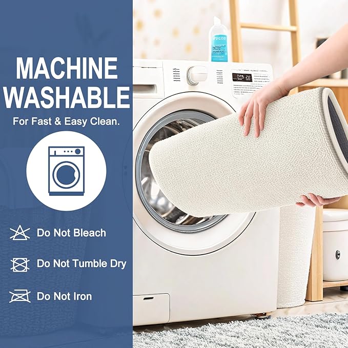 OLANLY Thick Memory Foam Bath Mat Rug 47x24, Extra Soft Absorbent Bathroom Rug, Quick Dry Bath Mats, Non-Slip, Machine Washable Carpet for Bathroom, Tub and Shower, Home Decor Accessories, Ivory