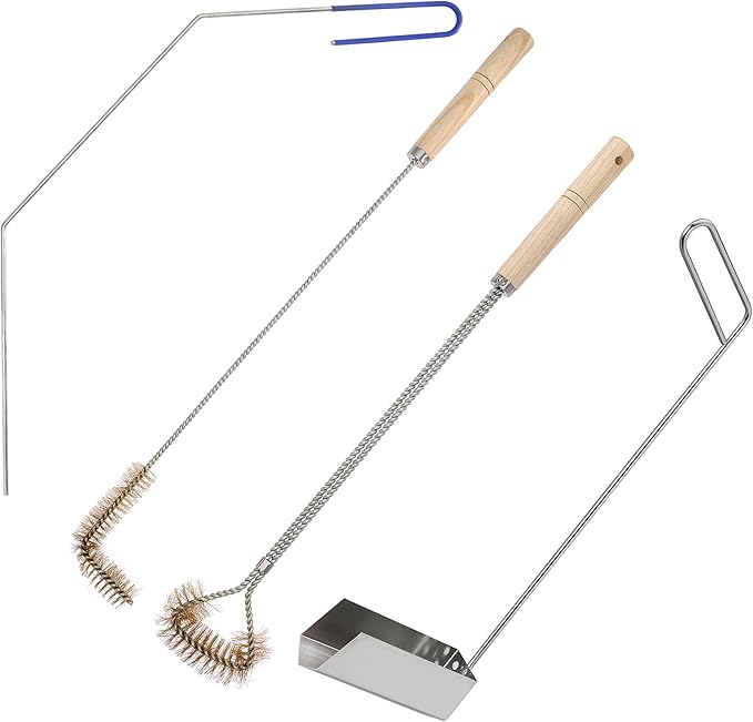 4 Pcs Fryer Cleaning Tools, L Shaped Brass Bristles Fryer Deep Cleaning Brush, Deep Fryer Crumb Scoop, Fryer Deep Cleanout Rod, Long Handle Fryer Basket Brush for Restaurant Air Fryer