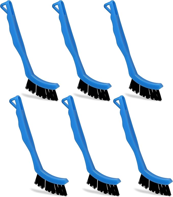 Grout Brush - 6 Pk Grout Cleaner Brush - Shower Tile Scrubber - Crevice Cleaning Brushes - Grout Scrub Brush with Handle for Floor, Kitchen