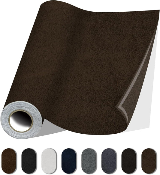 Fabric Repair Patches, Self-Adhesive Suede Patches Tape Durable, DIY Large Fabric Repair for Sofa, Couches, Furniture, Chair, Clothing （3.5X79 Inch, Dark Brown）