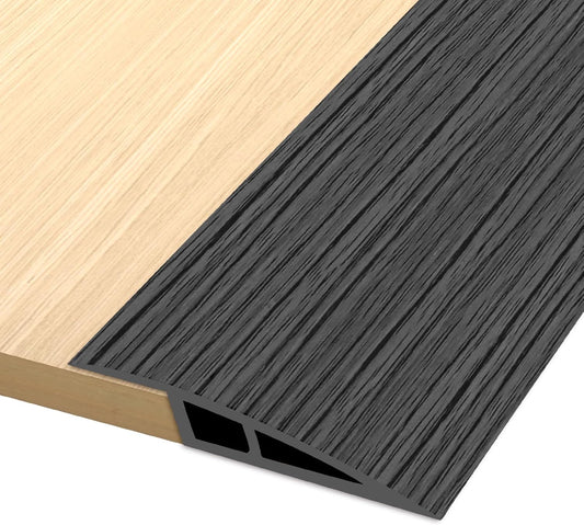 Vinyl Door Threshold Flooring Transition Strip Self Adhesive Carpet Edging Strip for Laminate Doorway Edge Threshold from 2/5" to 3/5" (Dark Gray Wood Grain, 10 Ft)