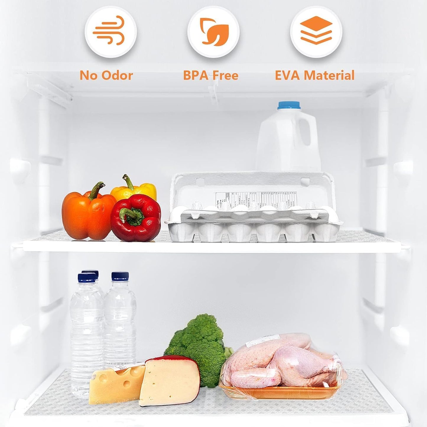 Shelf Liners for Kitchen Cabinets Refrigerator Liners Waterproof & Oil-Proof Kitchen Cupboard Liner Non-Slip Drawer Mats EVA Material Non Adhesive Fridge Liner for Shelves Clear 35.4 x 236.2 Inches