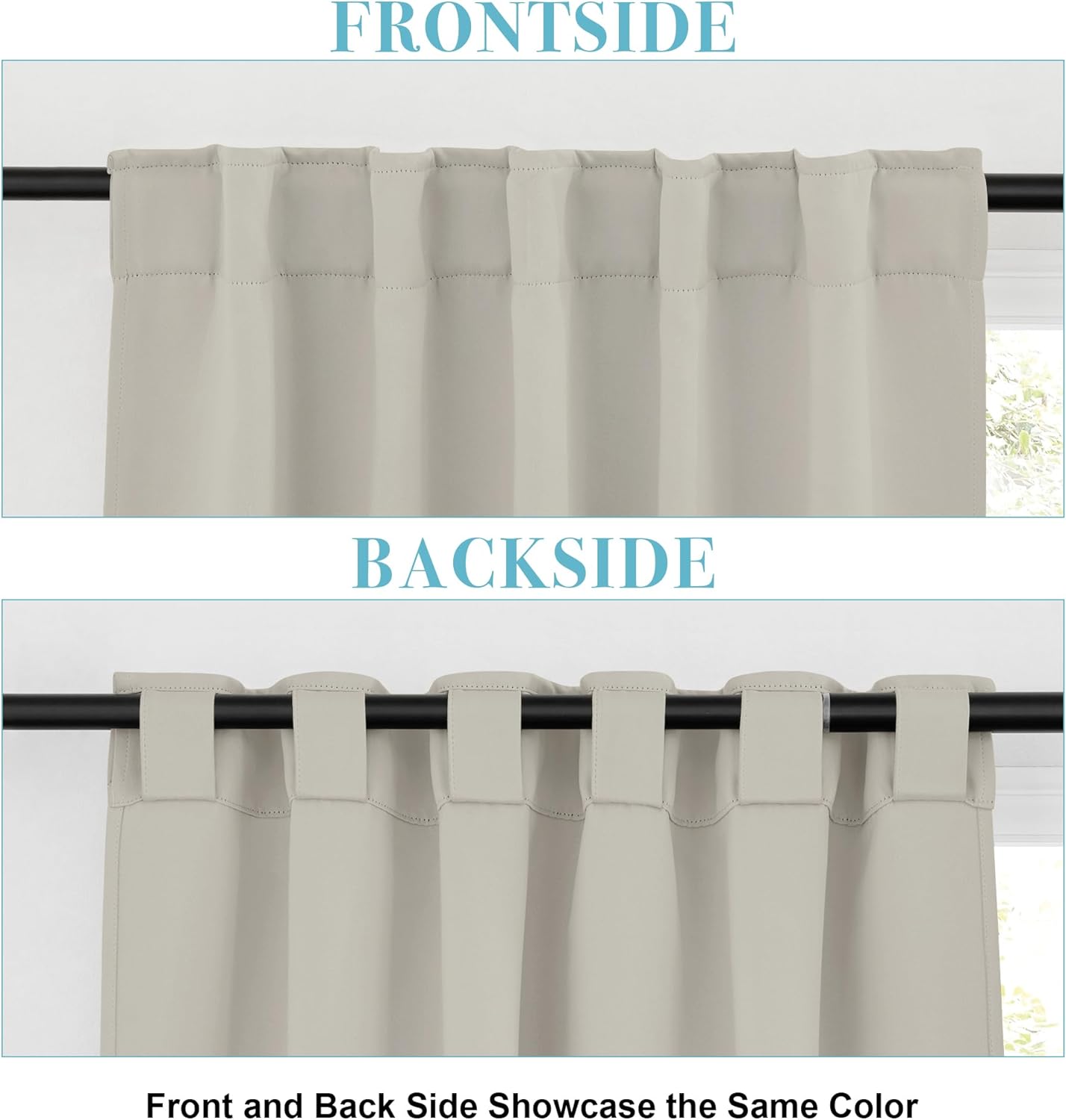 RYB HOME Blackout Curtains for Bedroom, Window Shades Thermal Insulating Privacy Drapes for Living Room Classroom Kitchen Bathroom Dining, Wide 42 x Long 54 inch, Natural 2 Panels