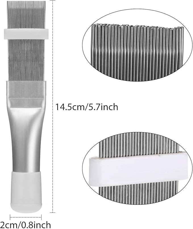 Boao 3 Pieces Air Conditioner Condenser Fin Cleaning Brush Stainless Steel Coil Cleaner Fin Comb Refrigerator Coil Cleaning Whisk Brush(Simple)