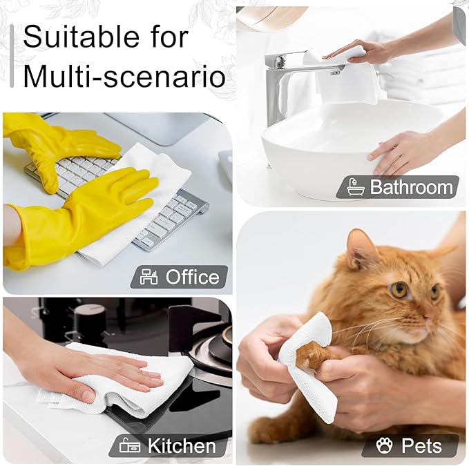 Homaxy Tear Away Dish Cloths Rolls, 75 Sheets-11.8" X 11.8", Reusable Washable Dish Towels for Kitchen, Ultra Absorbent and Quick Drying Microfiber Cleaning Rags, White