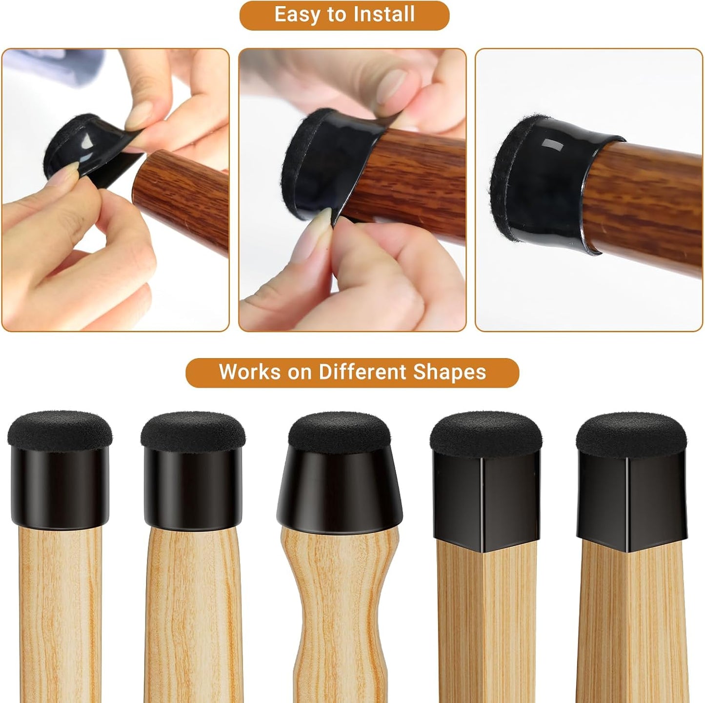 24 PCS Silicone Chair Leg Floor Protectors Small (0.8"-1") Rubber Felt Furniture Pads Chair Legs Caps/Covers for Hardwood Floors, Tile from Scratches & Reduce Noise - Round, Black