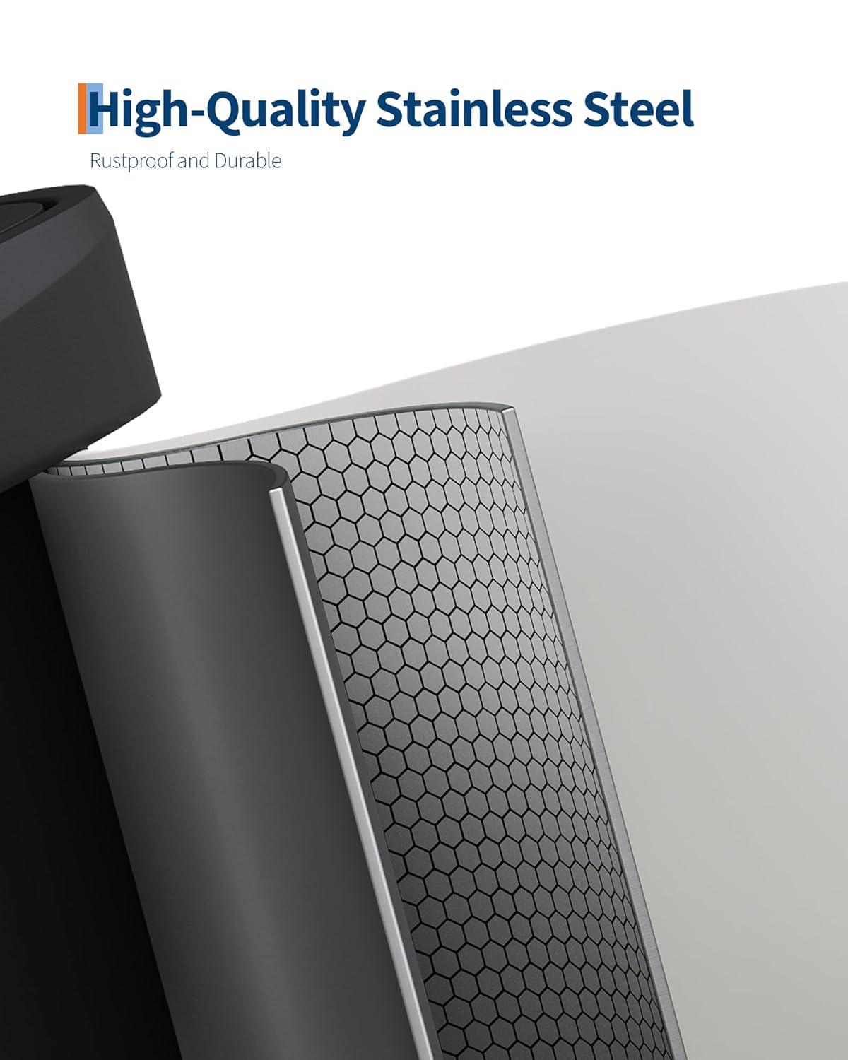 16 Gallon (60 l) Trash Can, Stainless Steel Kitchen Garbage Can, Recycling or Waste Bin with Liner Rim, Rear Handle, Soft Close Plastic Lid Step-on Pedal, Removable Inner Bucket