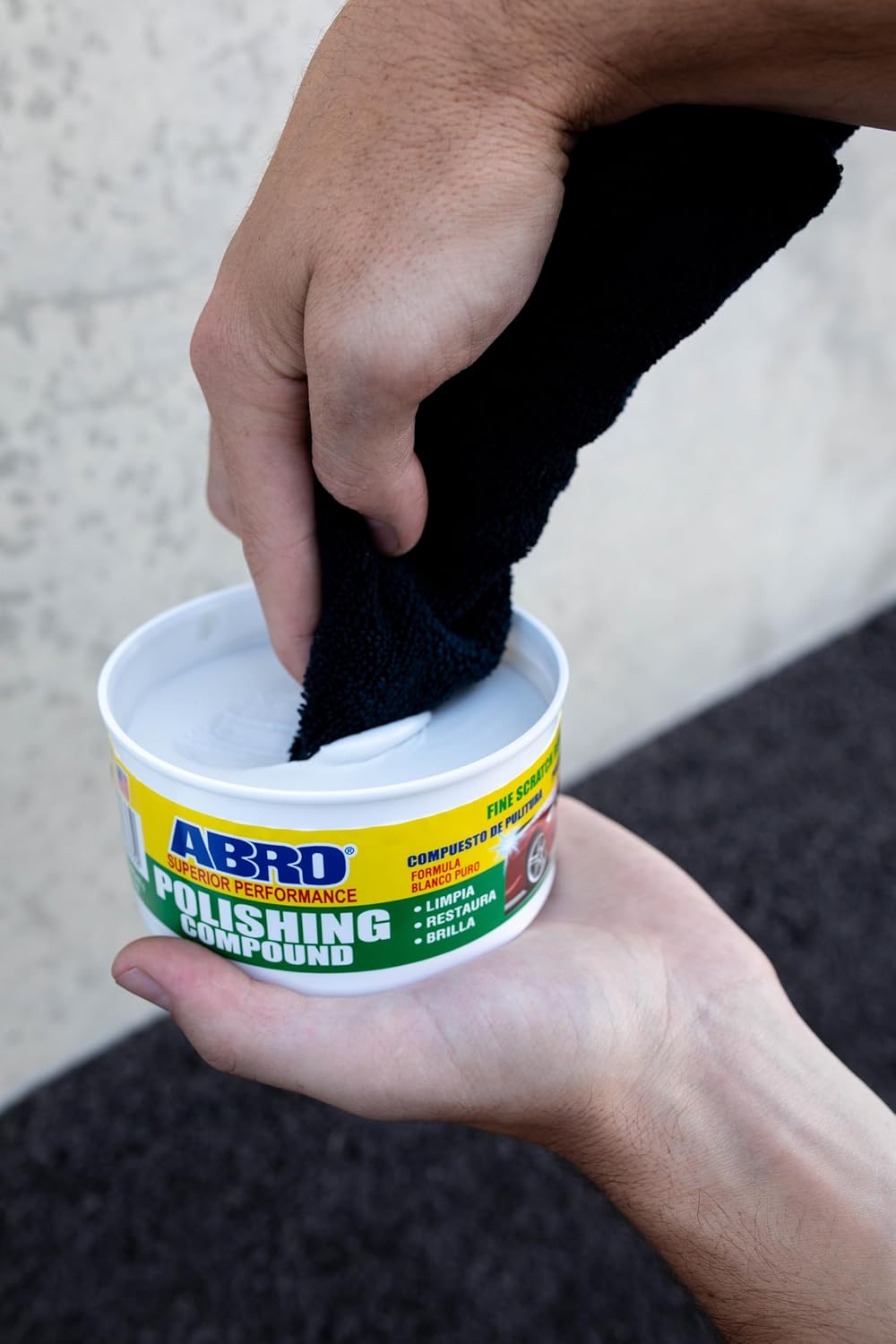 ABRO Superior Performance Polishing Compound, 10 oz., High-tech Shine Car Scratch Remover for Vehicles, Restorers Swirls and Scratches, Buffing Compound for Oxidized Finishes, Smooth, Reflect, Clean