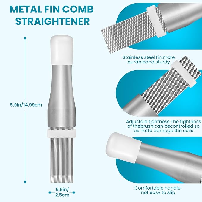 2pcs Air Conditioner Fin Comb Cleaner kit AC Coil Cleaning Brush Condenser Fin Straightener AC Evaporator Comb Radiator Repair Clean Tool(2)