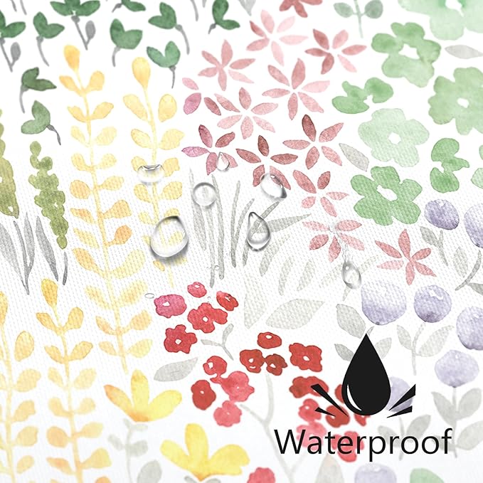 Cute Floral Shower Curtain, Sage Green Boho Flower Fabric Shower Curtain, Funky Watercolor Wildflower Shower Curtain Set, Cottagecore Bohemian Bathroom Decor, 72x72