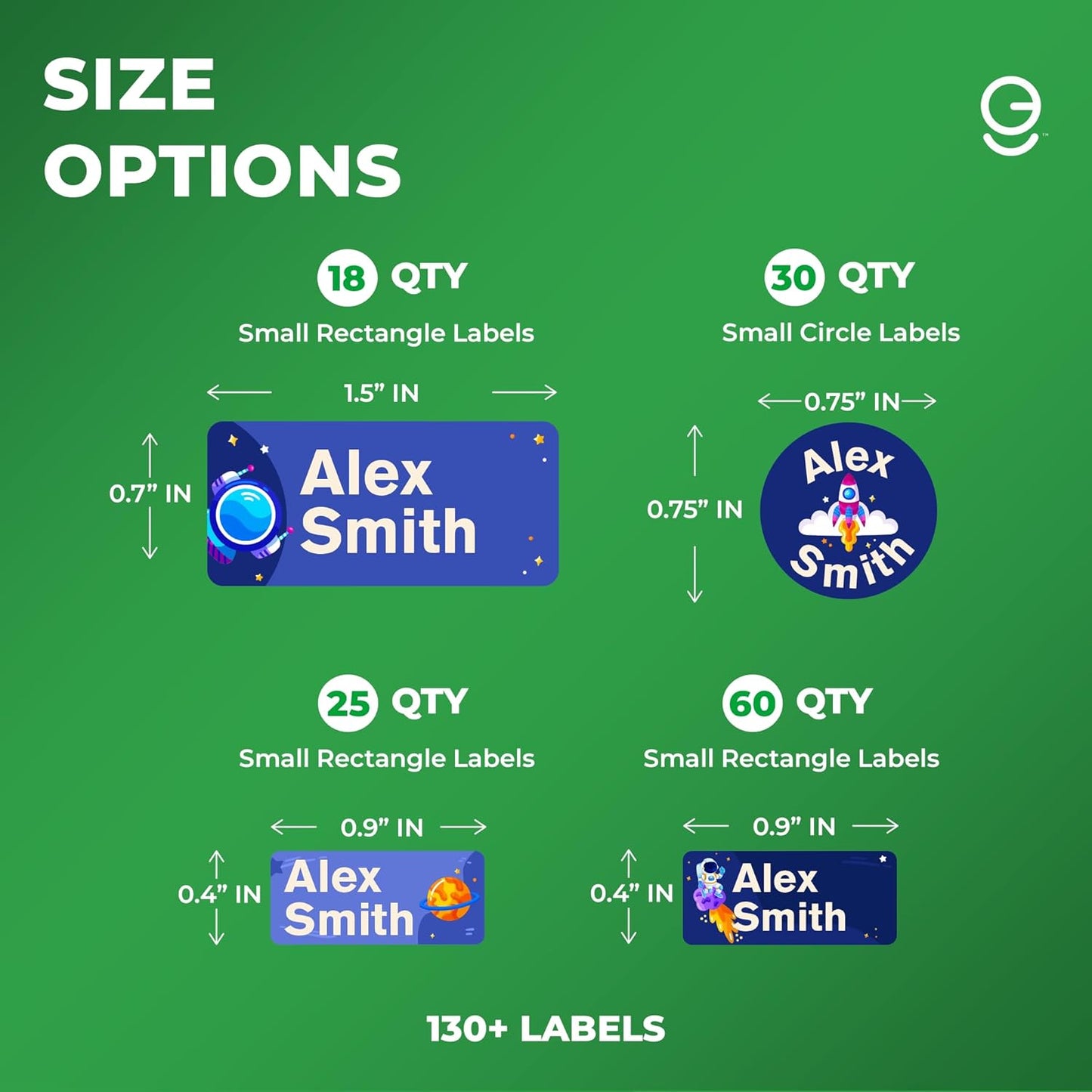 Personalized Name Tag Stickers for Kids (130+ Pack) | Space-Themed Waterproof Labels for School Supplies, Bottles & Lunch Boxes | Custom Vinyl Name Labels for Clothing, Toys & More (B. Space)