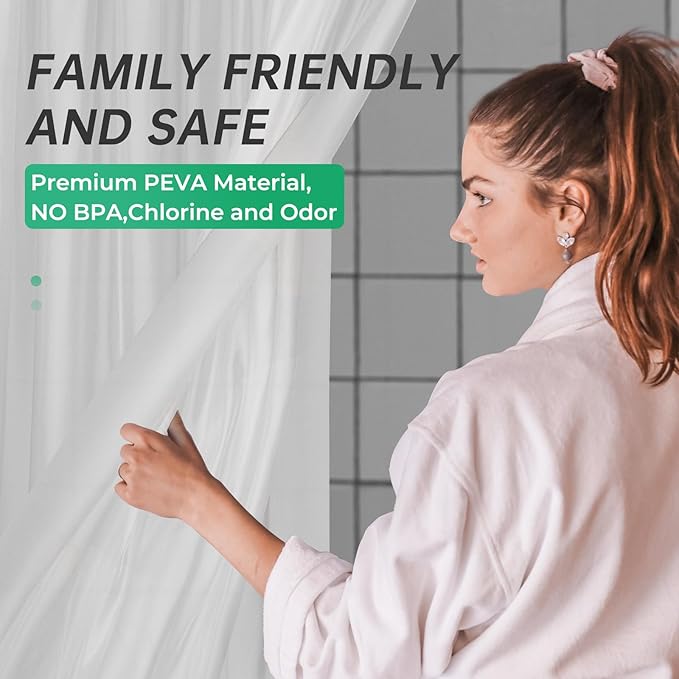 AmazerBath 78 Inch Frosted PEVA Shower Curtain - Heavy Duty with 3 Weighted Stones and 12 Rustproof Grommets