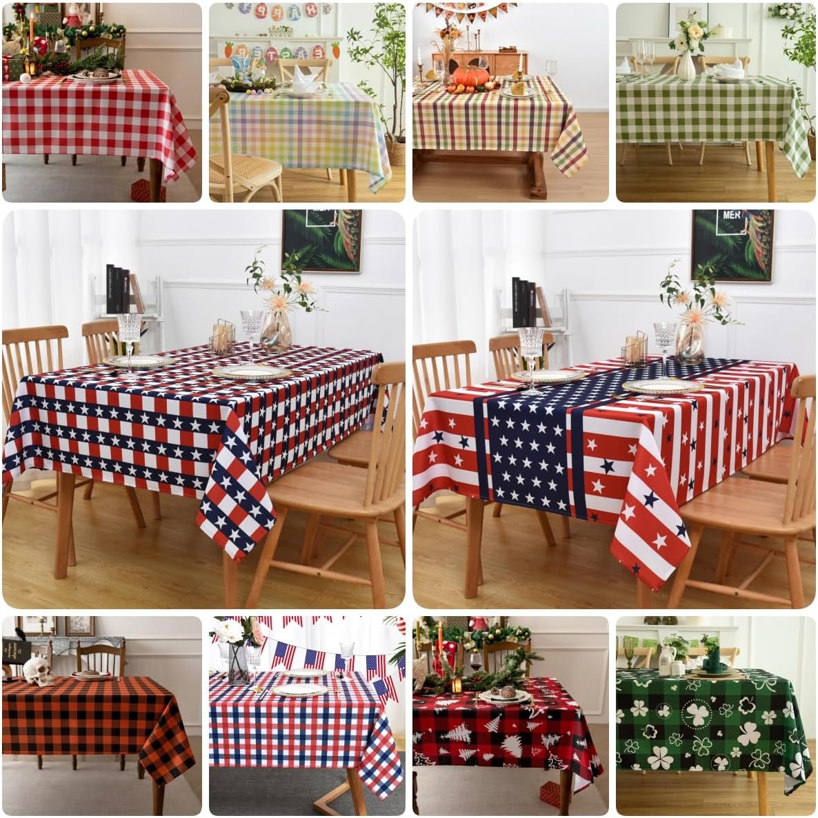 Waterproof Plaid Tablecloth Fabric - Square 58x58 Inch Classic Gingham Checker Table Cloth for Indoor/Outdoor Use - Buffalo Table Cover for Picnics, BBQs, and Parties