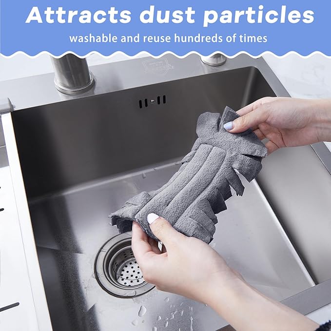 Zubebe 12 Pcs Duster Refill Reusable Fleece Duster Refills Feather Flat Dusters Multi Surface Washable Cleaning Pads Tools for Home, Blinds, Car, Pet, Furniture, Fans (Bright Color)