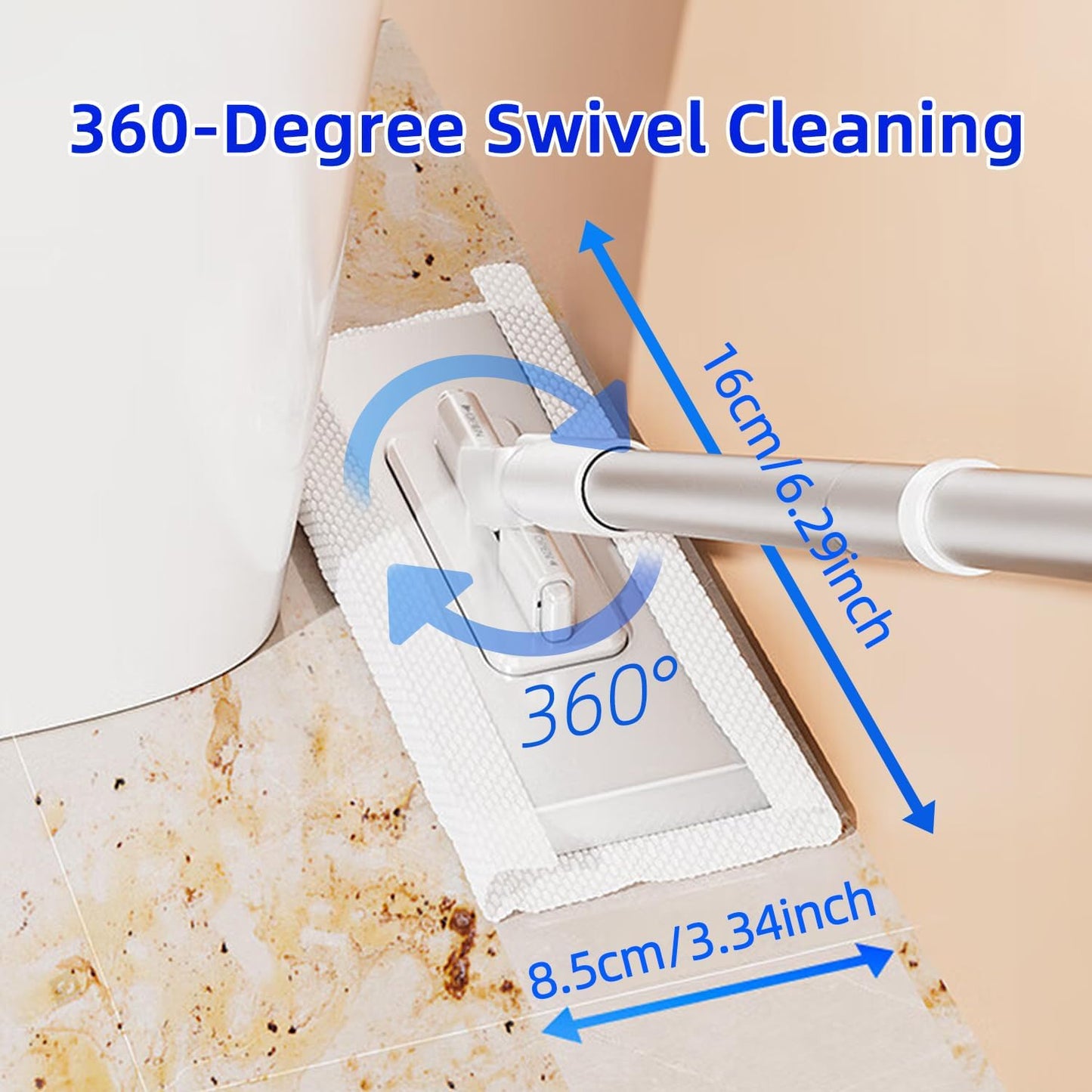 Mini Sweeper Mop No-Touch Dirty Cleaning Flat Dust Mop for Dry Wet Disposable Pads, Multi Surface Mop Floor Mopping and Sweeping Cleaning Head for House Wall Bathroom Toilet Corners Door Window