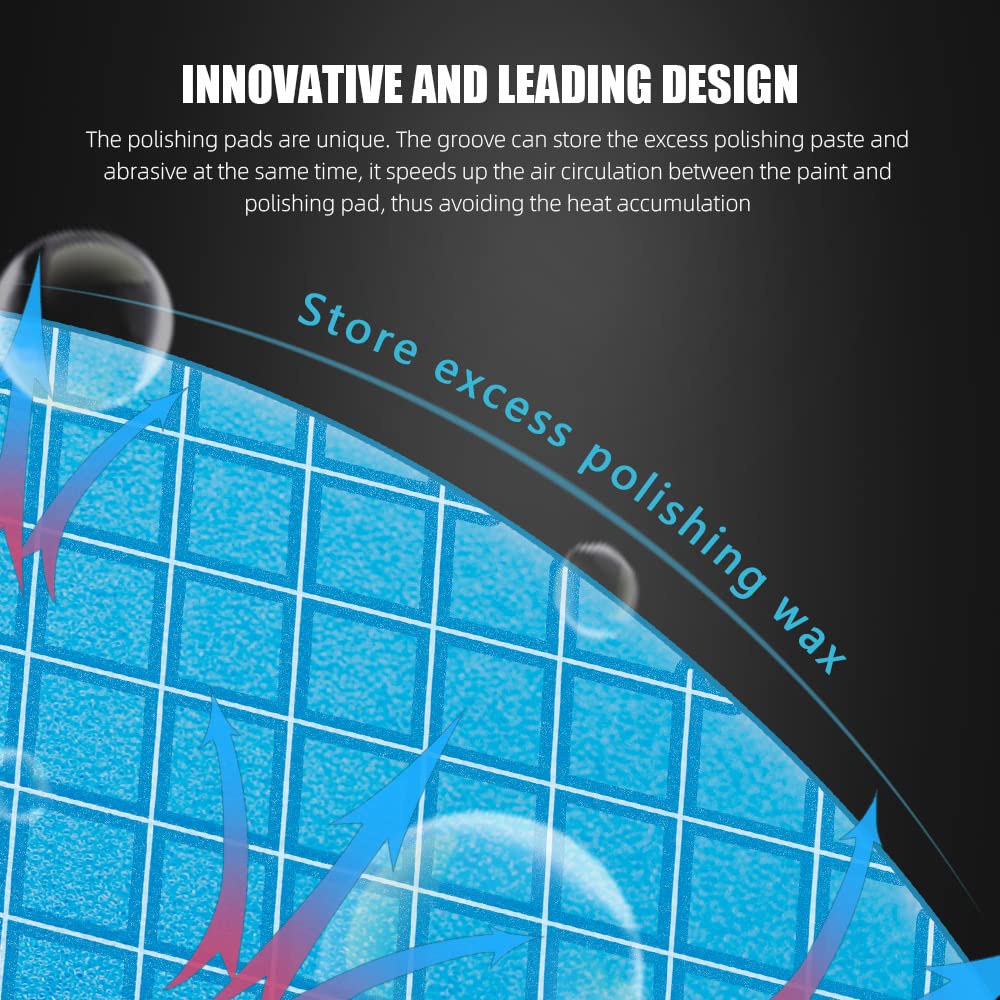 Blue Polish Pad, Buffing Polishing Pads, SPTA 1Pc 5.5 Inch Face for 5 Inch 125mm Backing Plate Compound Buffing Sponge Pads for Car Buffer Polisher Compounding, Polishing and Waxing -FPTSS5B