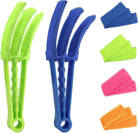 2 Pcs Blind Cleaner Duster Tool, Window Blind Duster Brush with 6 Microfiber Sleeves, Blinds Cleaner Tool for Window Blinds, Car Air Condition, Exhaust Vent