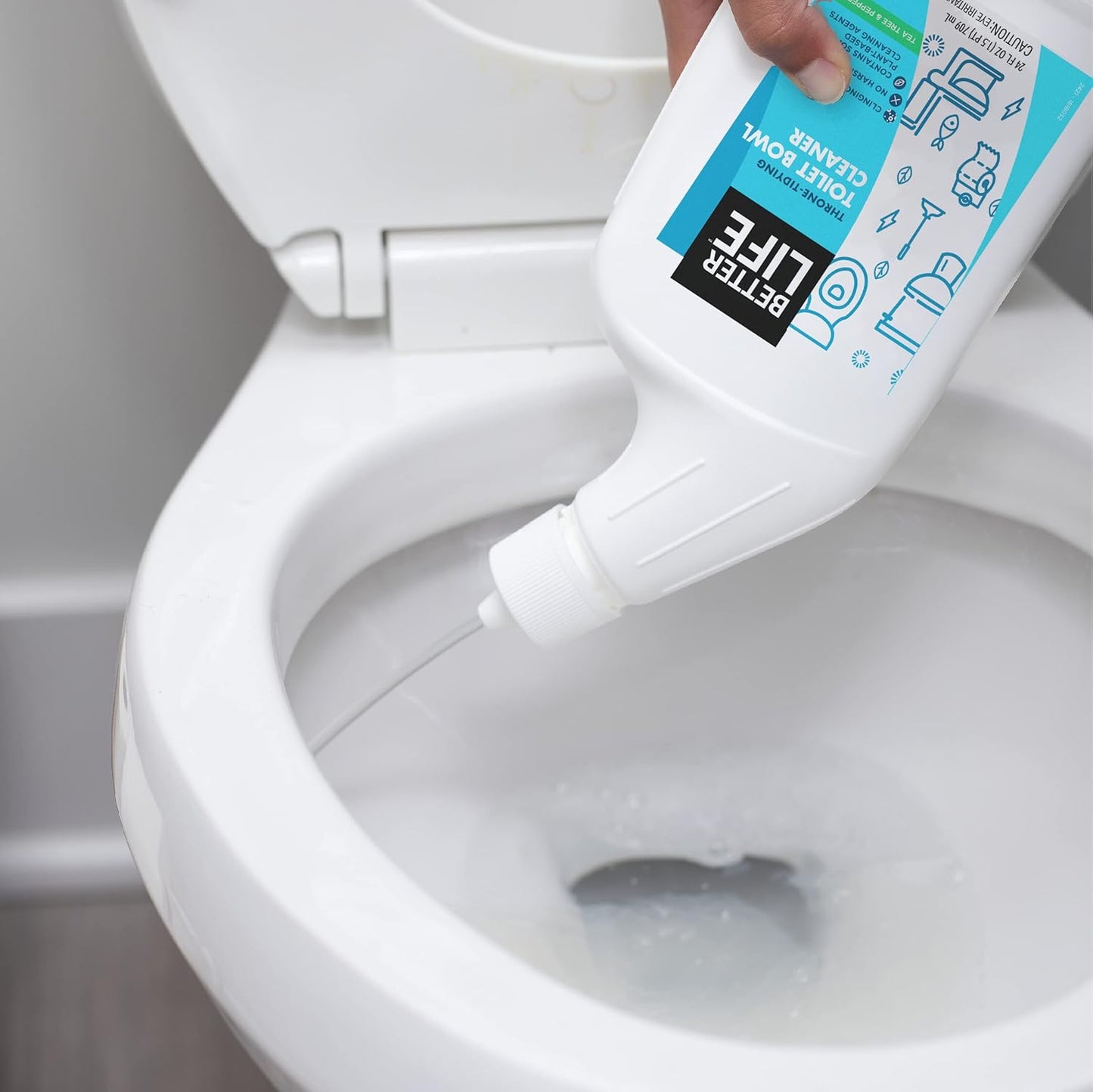 Better Life Toilet Bowl Cleaner, Plant-derived, Stain & Odor Remover, Tea Tree & Peppermint Scent Cleaning Gel, Liquid Bathroom Cleaners for Household, 24 Oz, Pack of 2