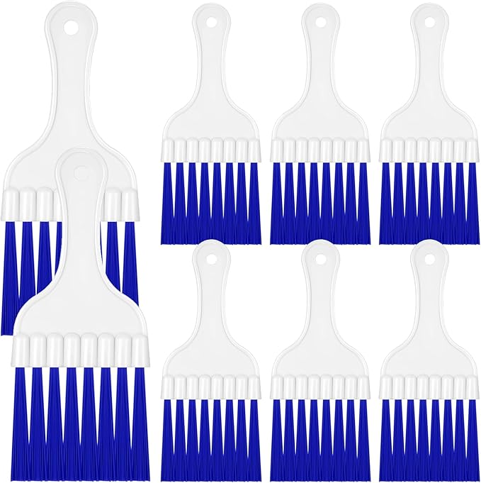 Boao 8 Packs Coil Brush Air Conditioner Condenser Refrigerator Cleaning HVAC Coil Cleaner Small Plastic Whisk Brush (Blue)