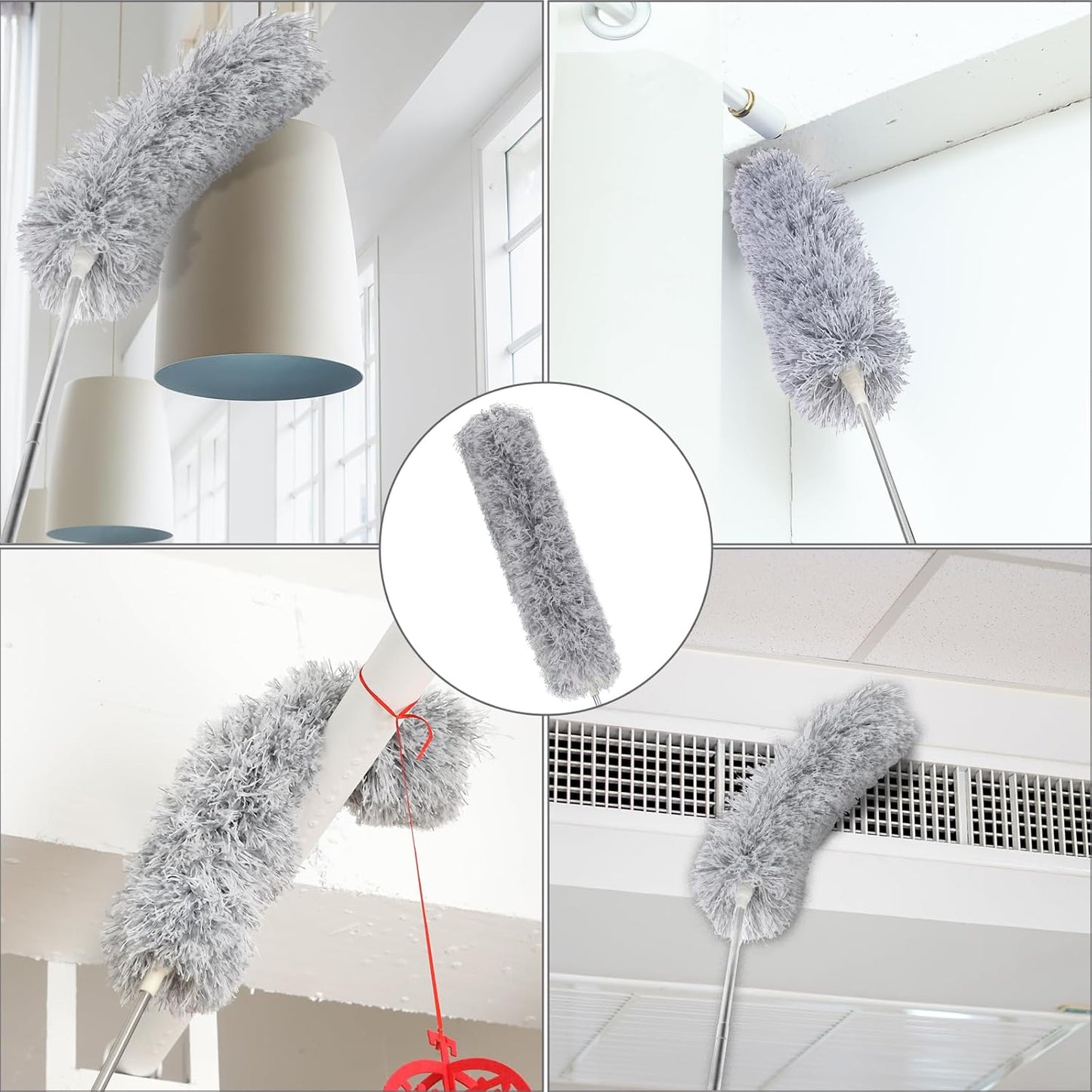 10 PCS Microfiber Feather Duster Kit, Dusters for Cleaning with Extension Pole, Retractable Bendable, Gap Dust Brush Blind Duster, for Cleaning Ceiling Fan, High Ceilings, Cars