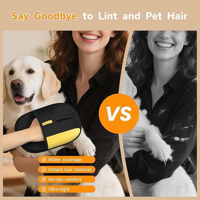 Pet Hair Remover - 2025 New Electrostatic Magic Brush Pet Hair Remover Glove, Reusable Cat & Dog Hair Remover Tool for Clothing, Couch, Furniture, Carpet, Car Seat, Cat Grooming Glove, 2 PCS